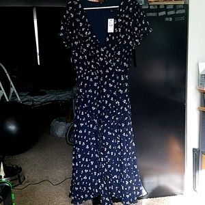 NWT Faux Wrap Floral Chiffon Ruffled Midi